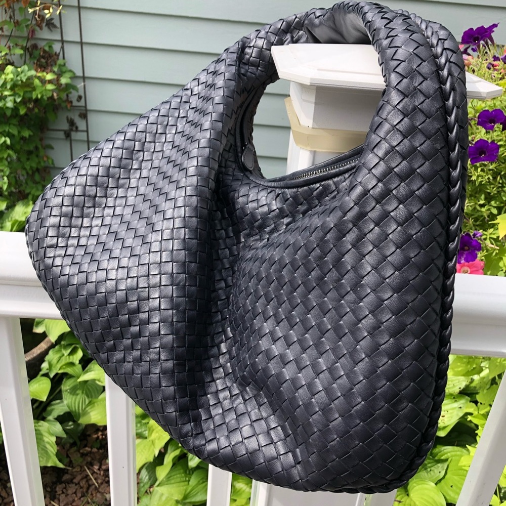 Bottega Veneta gunmetal gray/blue  Woven Shoulder Bag - Picture 10 of 16